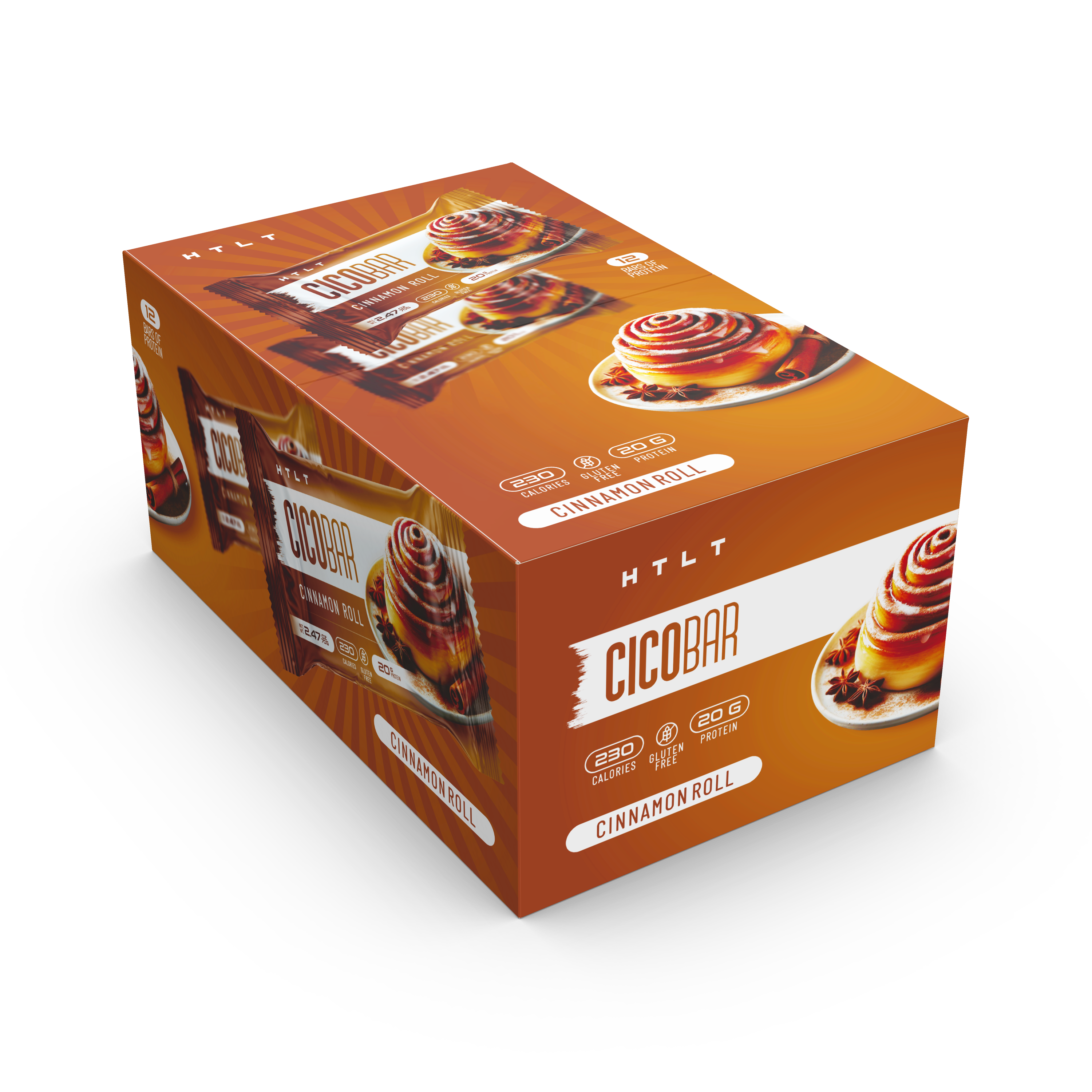 Box of Cicobar Cinnamon Roll flavor on a white background