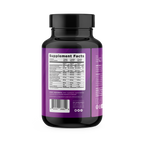 Supplement bottle with purple label on a white background
