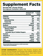 Supplement facts label with nutritional information on a white background