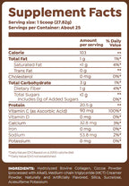 Supplement facts label with detailed nutritional information on a white background
