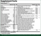 Supplement facts label with detailed nutritional information on a white background